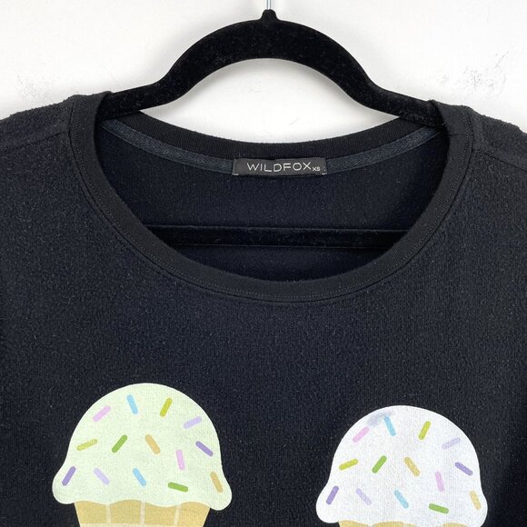 Wildfox Womens Size XS Black Ice Cream Cone Graphic Sweatshirt Top - Picture 3 of 7